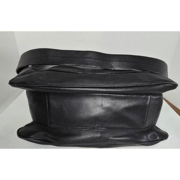 Antonio Melani Classic Black Leather Tote/Shoulder Bag Multi-Pocket - Picture 6 of 13